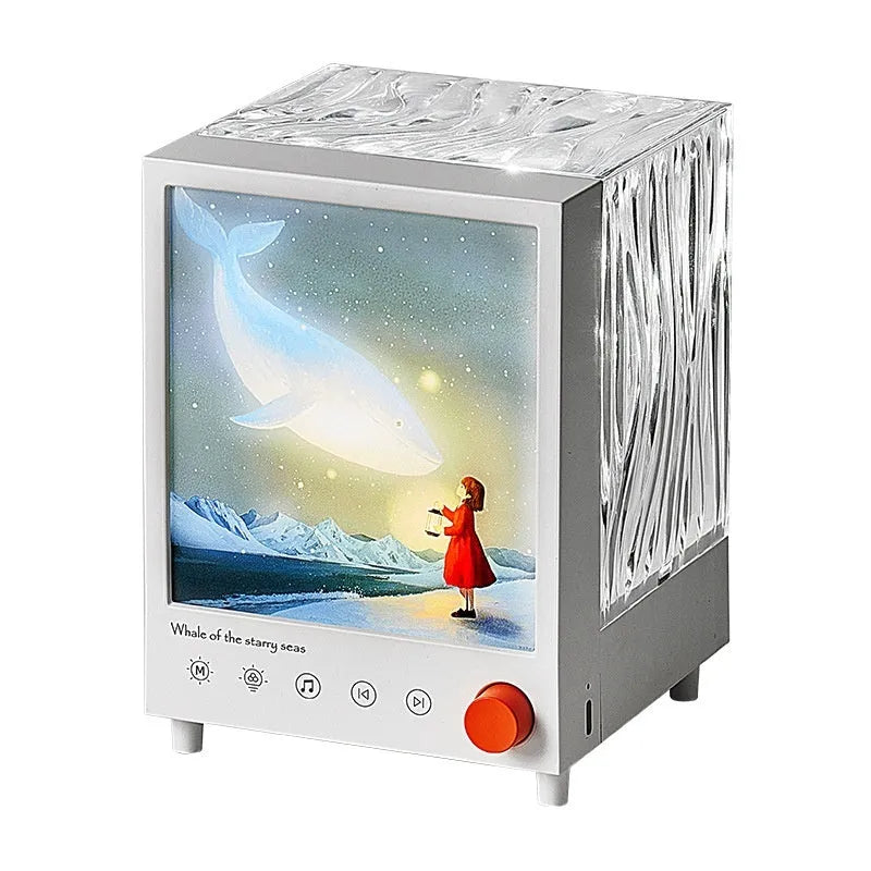 Aurora Treasure Box Atmosphere Projection Lamp showing Star Sea Whale light projection effect