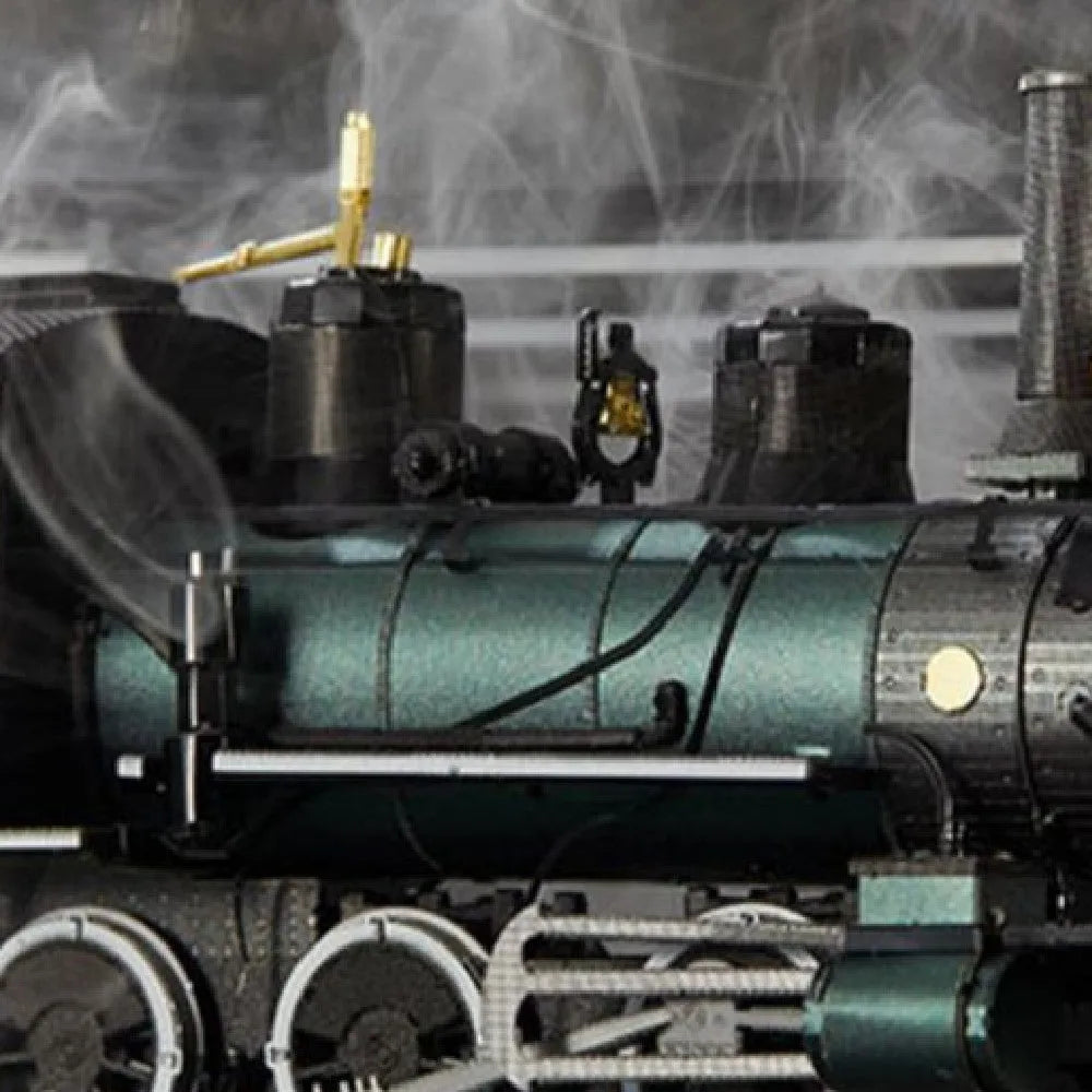 Metal colour printing assembled model puzzle of MG steam locomotive in brass and stainless steel, assembled size 17x5x8cm