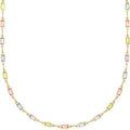 Ladies' geometric crystal necklace with alloy chain and glass pendant on model