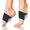 Unisex flat foot support bandage with elastic arch support and a silicone heart pad, shown in two style variations.