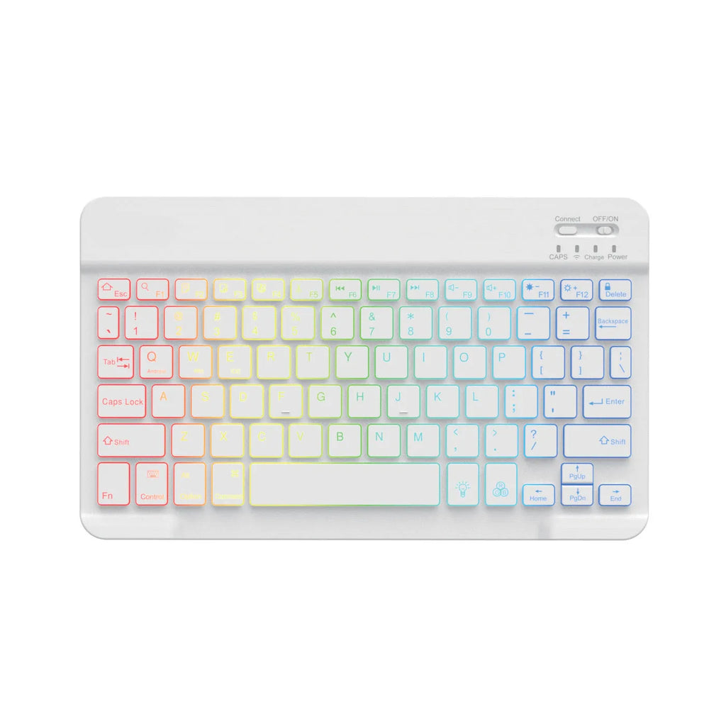 10-inch wireless Bluetooth keyboard with colourful LED backlighting for tablets and mobile phones