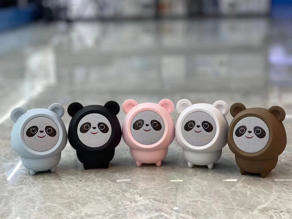 Cartoon panda desktop wireless Bluetooth speaker in white plastic with USB power