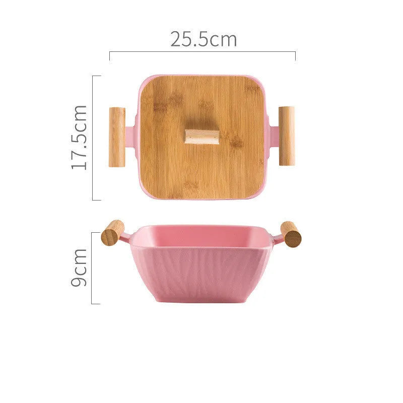 Modern irregular shaped ceramic bowl with matching lid in heat-resistant porcelain