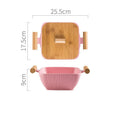 Modern irregular shaped ceramic bowl with matching lid in heat-resistant porcelain
