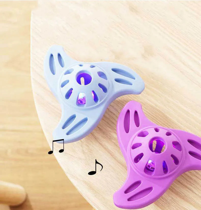 Blue boomerang-shaped bite resistant dog chew toy for large breeds on a plain background