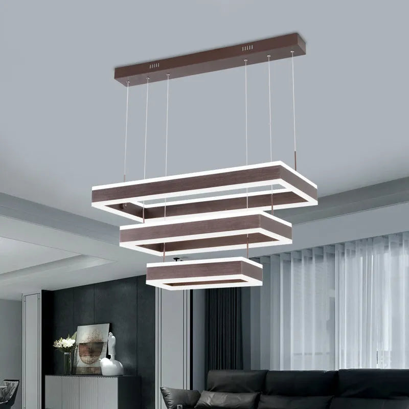 Contracted living room ceiling chandelier fish type pendant lamp in brown aluminium and acrylic with remote control dimmer