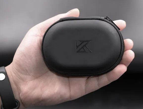 Black leather oval earphone storage case with magnetic closure for compatible earphone models