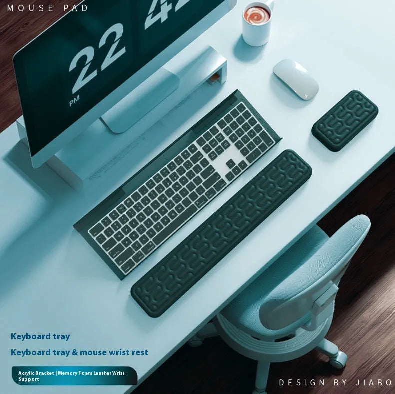 Double-sided keyboard and mouse pad with memory foam wrist support in multiple colour options