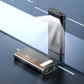 Alloy shell power bank with LCD display showing 22.5W super fast charging and 20000mAh capacity