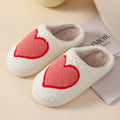 Women's cartoon-themed plush home slippers with PVC sole in big love pattern