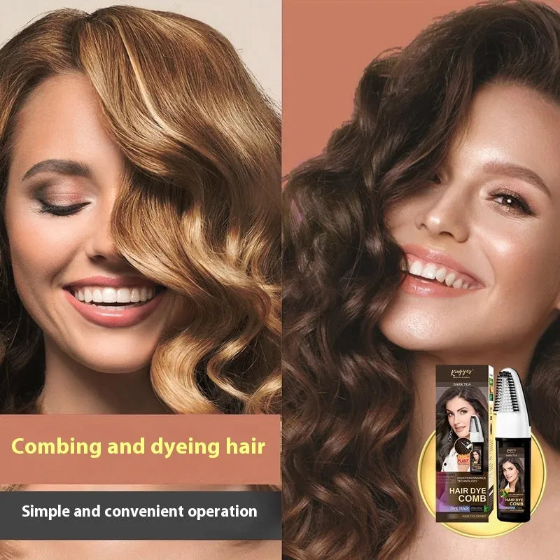Hair dye cream bottle with comb applicator in black, wine red, dark brown and brown colour options