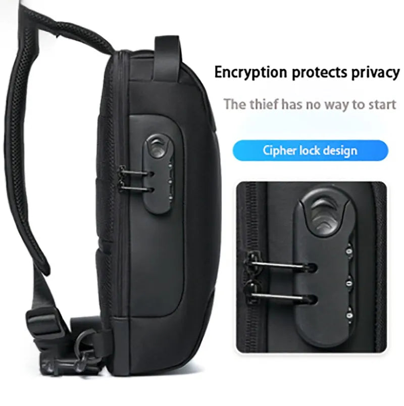 Men's waterproof Oxford cloth anti-theft messenger bag with USB charging port and multiple internal compartments