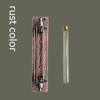 Industrial retro iron wall lamp in metallic finish with 110mm by 470mm dimensions