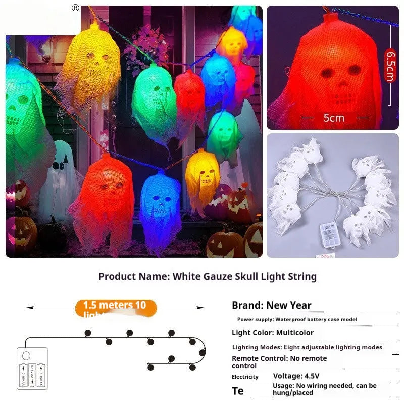 Halloween battery-powered coloured LED string lights for indoor wall decoration in 1.5m or 2.5m lengths