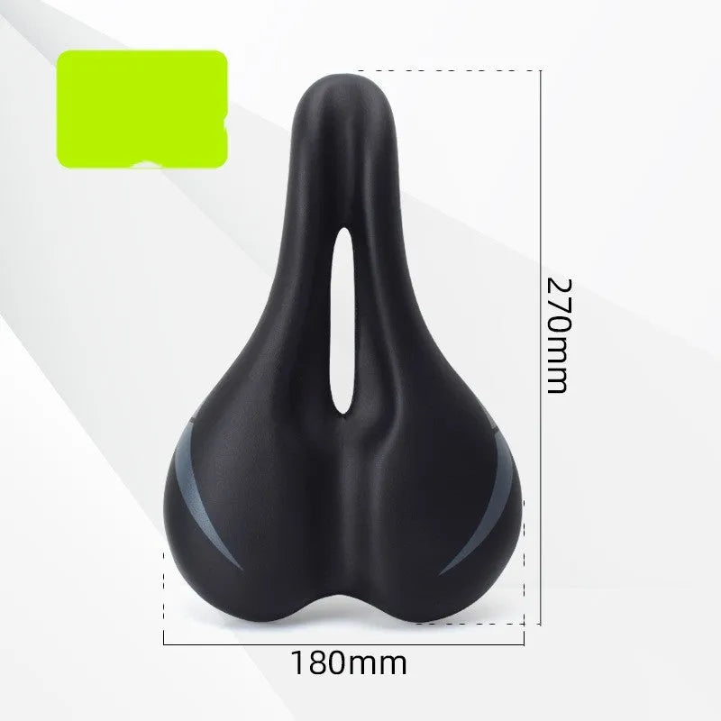 Bicycle seat cushion with hollow centre design, PU leather exterior, dimensions 270mm by 180mm