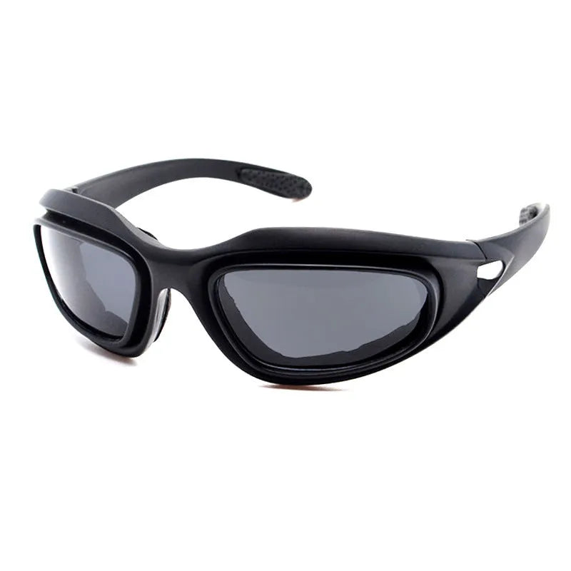 Tactical polarised sports sunglasses with a full-rim polycarbonate frame on a plain background.