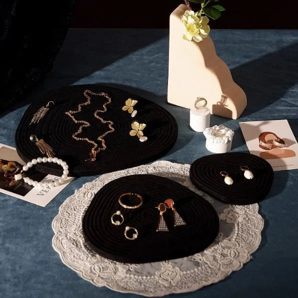 Jewelry Display Stand Multi-Color Flannel Tree Wheel Necklace Bracelet Display Tray Available in Small 12x11.5cm, Medium 18cm, Large 25cm Black Dark Grey Forest Green Brown White Milk Brown Flannel for Organising Jewellery