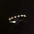Gold plated copper zircon open mouth ring on display polished finish adjustable size pastoral style simple fashion