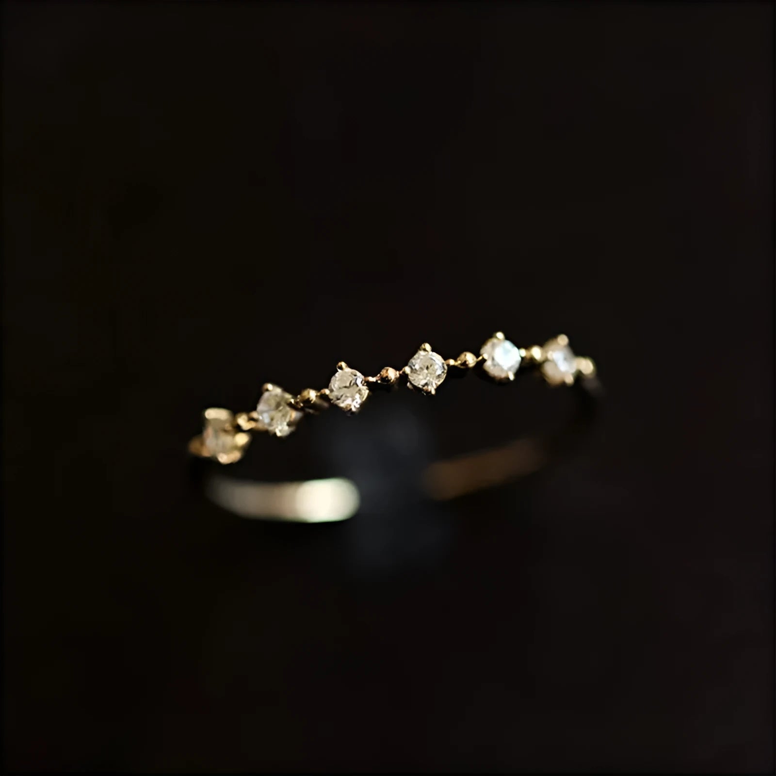 Gold plated copper zircon open mouth ring on display polished finish adjustable size pastoral style simple fashion