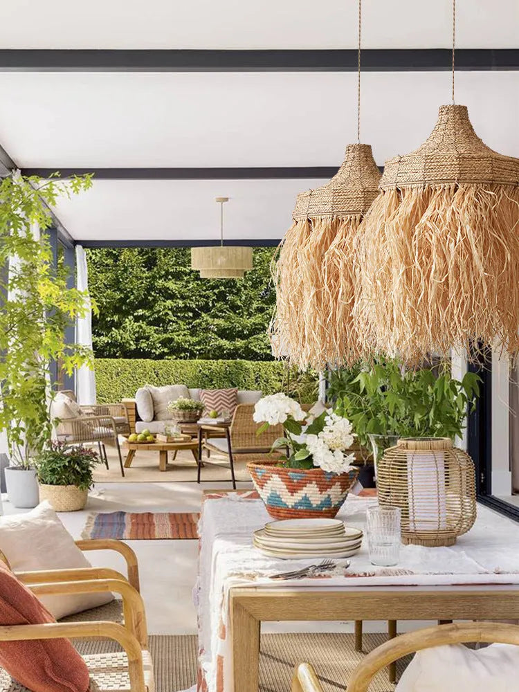 Retro Southeast Asian style restaurant chandelier made from wild vetch and willow with 50cm diameter