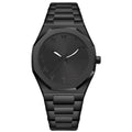 Men's slim business casual watch with steel belt in black, black silver, and silver black colour options.