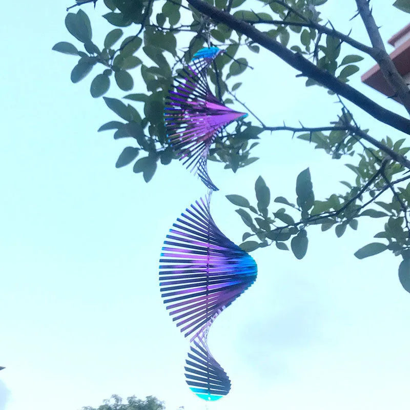 Metal rotating wind runner garden decoration pendant in colourful finish, 12.8x60cm
