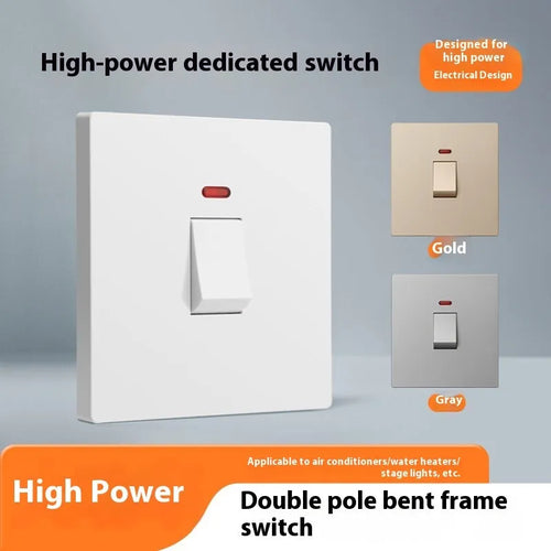 25A three-pole electrical switch with light panel indicator in curved rack design