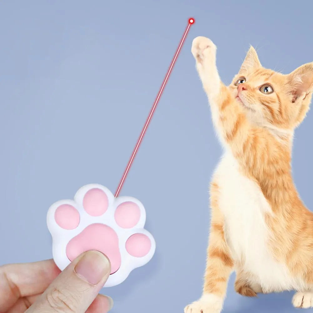 USB rechargeable infrared cat teaser toy with key chain attachment in pink or black colour