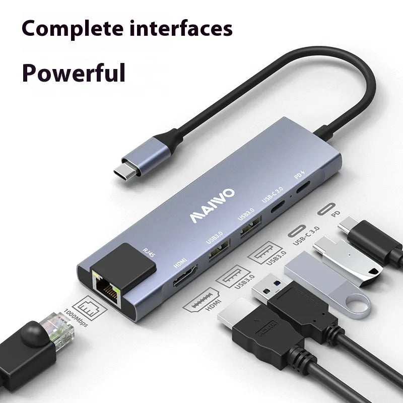 Steam Deck six-in-one docking station with aluminium shell and short Type-C cable