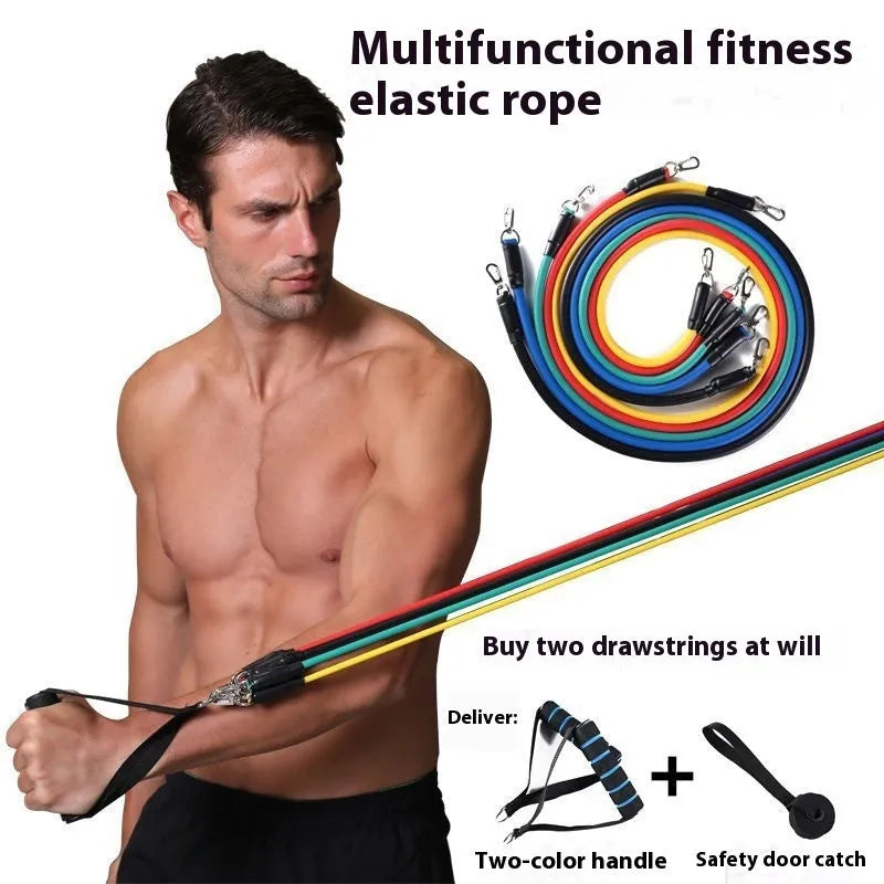 Multi-functional door sports 11-piece combination pulling rope set with ABS construction