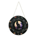 Boxwood wooden decorative pendant hanging, showing disc design options including owl and rose.