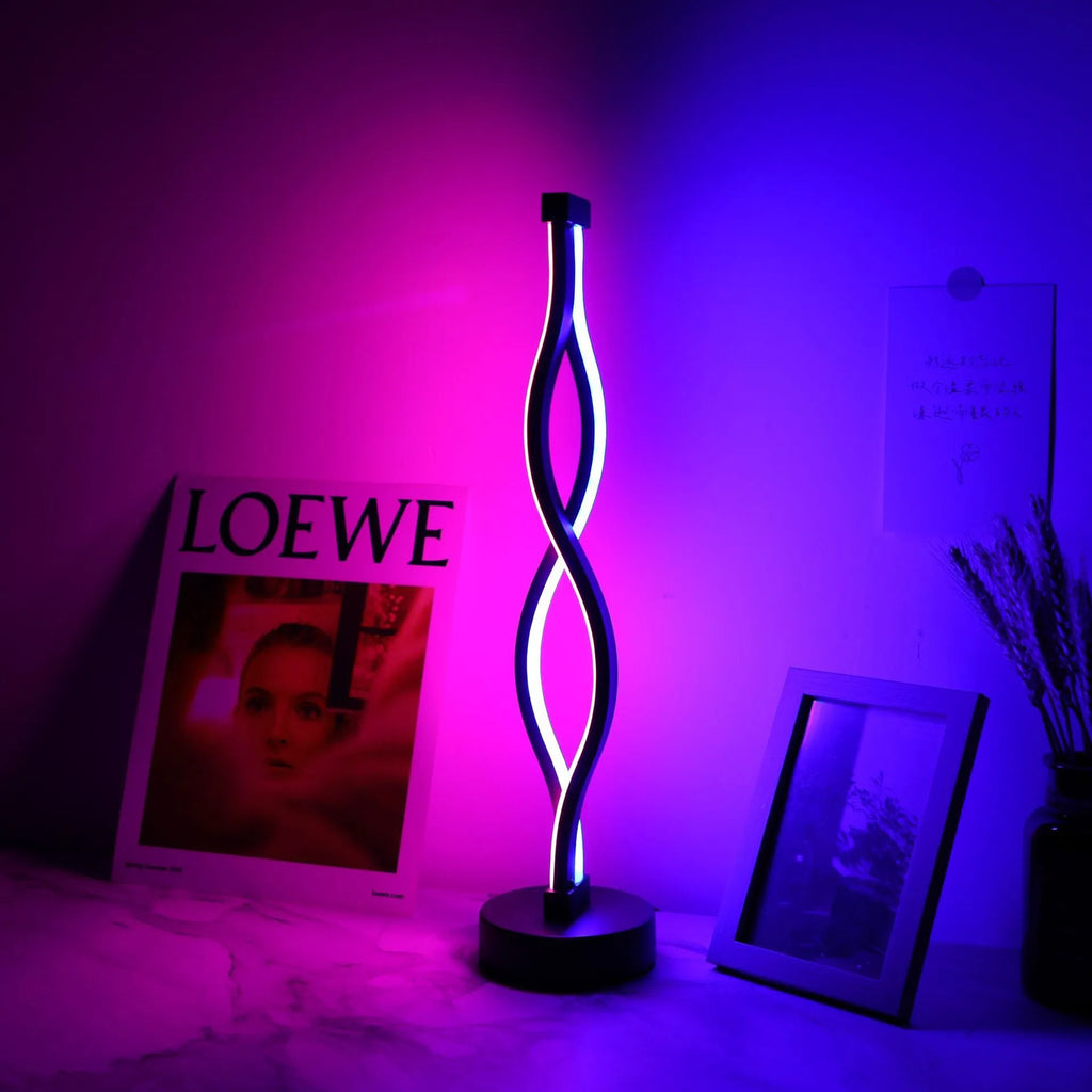 Black aluminium desk lamp with touch dimming and three-colour button control