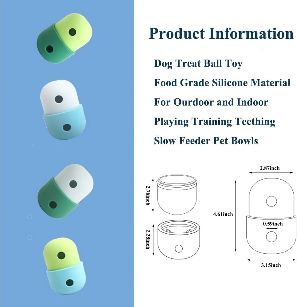 8cm diameter dog puzzle treat dispenser toy in food-grade silicone for small medium dogs