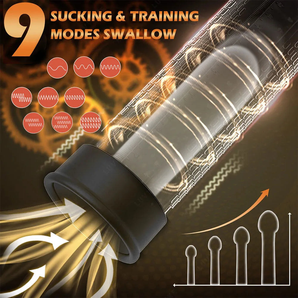 Men's airplane bottle shaped masturbation device with electric pump for negative pressure exercise.