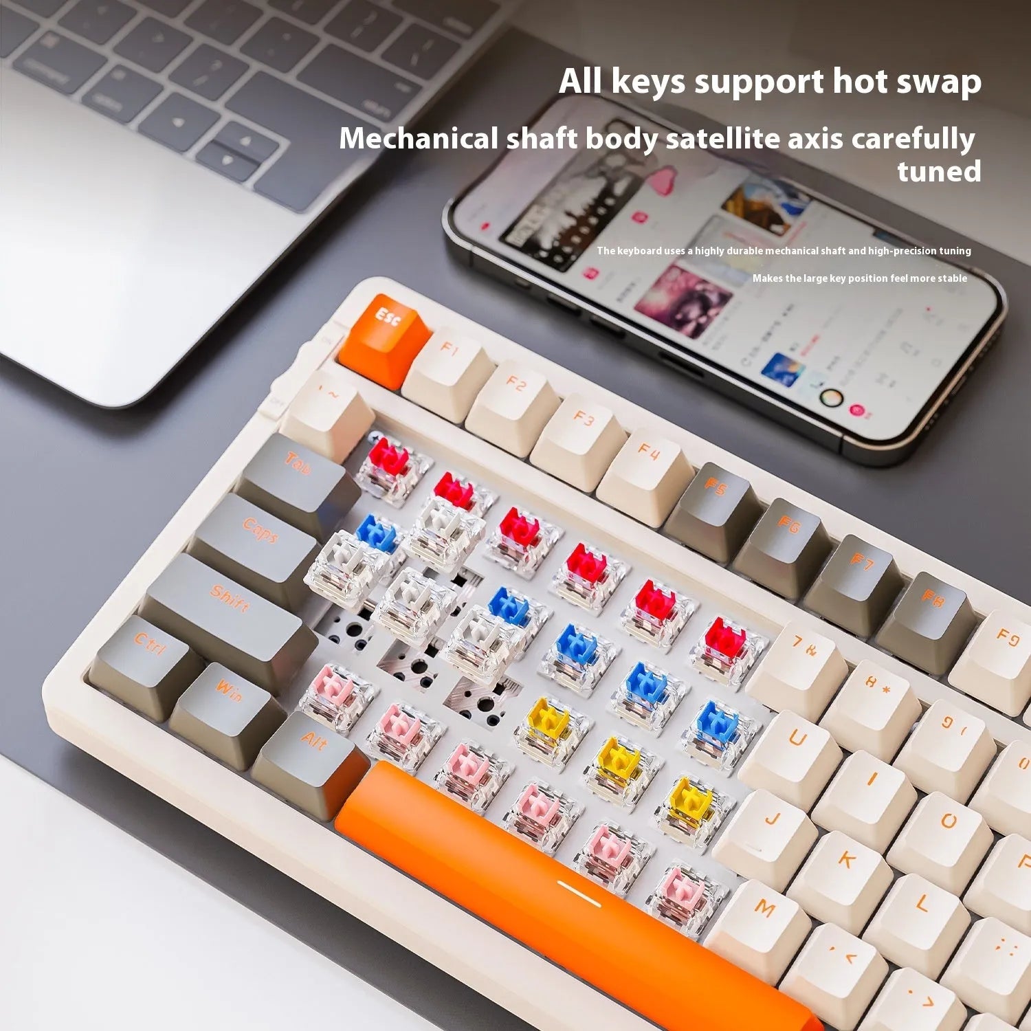 Free Wolf K96 Bluetooth dual-mode mechanical keyboard with compact layout and red switches