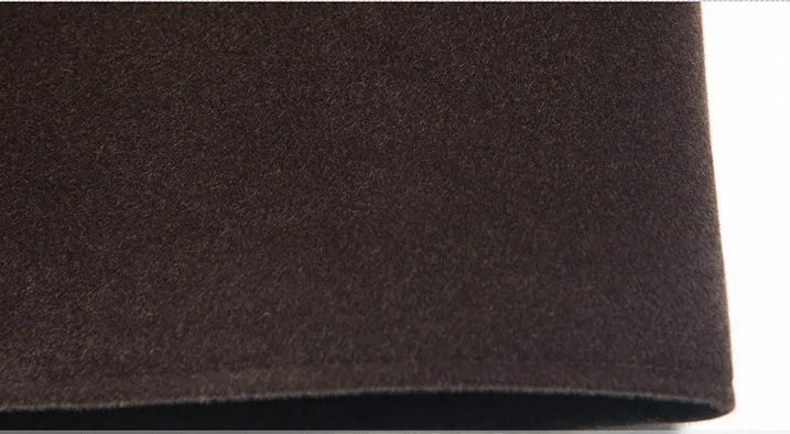 Men's medium long wool cashmere lapel coat in solid black, cardigan style, fit for business wear