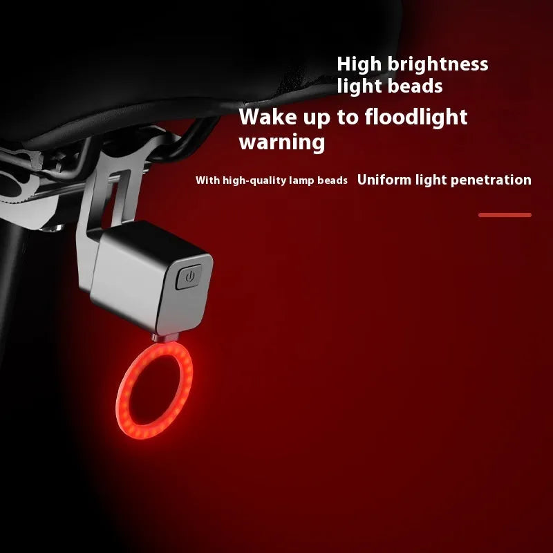 Bicycle running water taillight with flowing LED lights mounted on seat tube