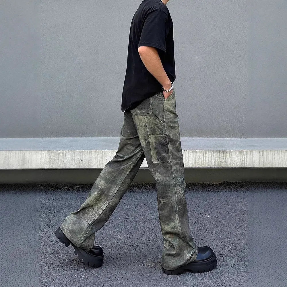 Men's straight leg camouflage jeans with digital pattern in picture colour