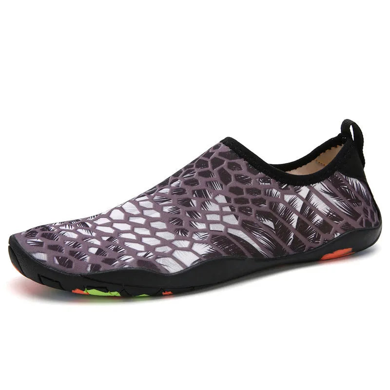 Beach wading shoes in multiple colours with Lycra upper and EVA midsole for swimming.