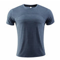 Short-sleeved red running T-shirt made from polyester spandex fabric on a size chart