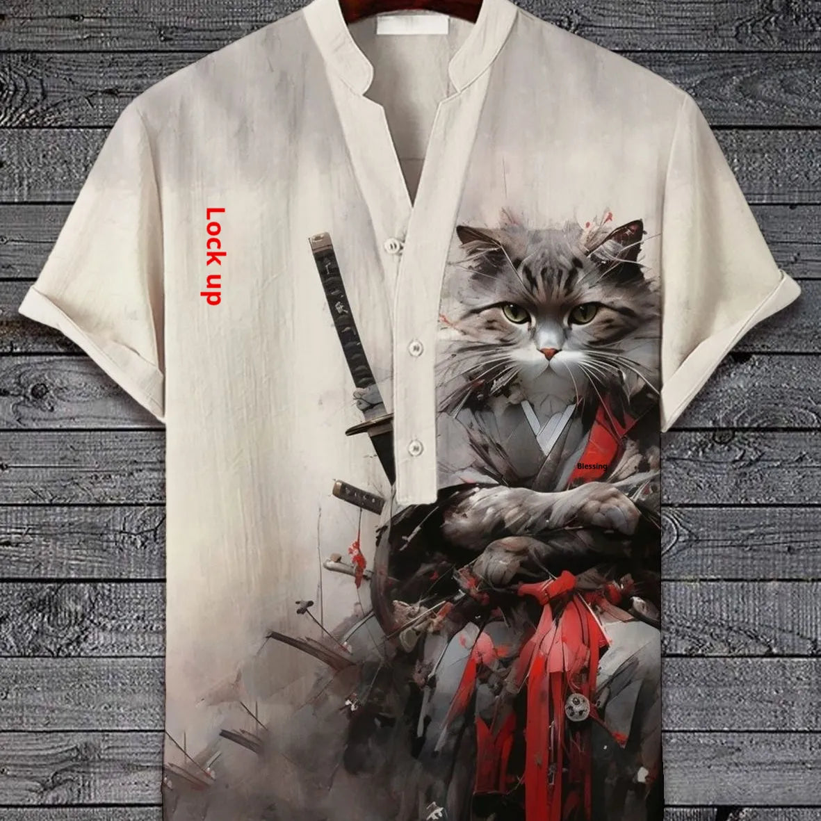 3D digital animal print on a short sleeve polyester shirt, shown in one of multiple available colours.