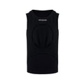 Men's black sleeveless waistcoat with round collar and pullover design