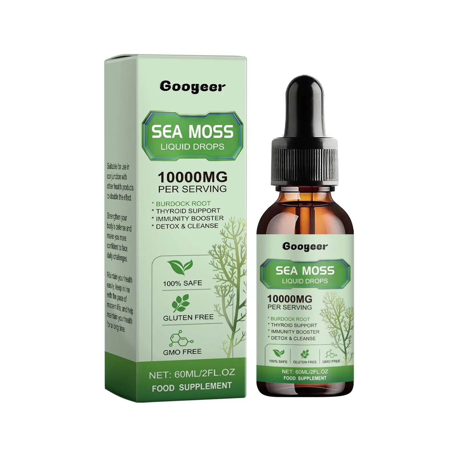 Googeer Sea Moss Liquid Drops 60ml body treatment bottle with traditional Chinese medicine extract formula