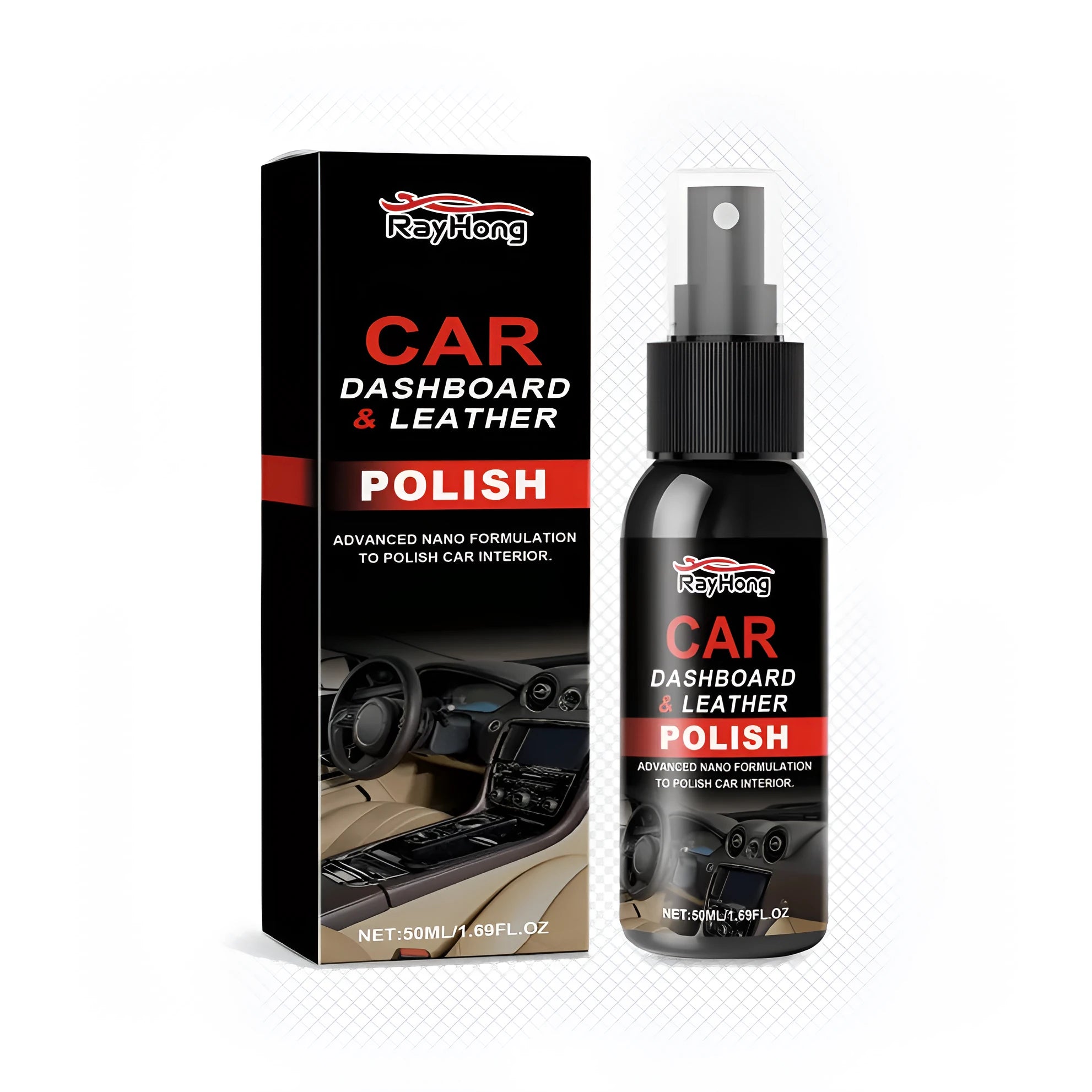 Instrument panel leather polishing agent zero dust in 2.8x11.8cm bottle
