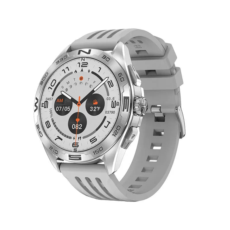 Men's smartwatch with blood pressure monitoring and WhatsApp reply functionality in black, silver, black steel or silver steel colours