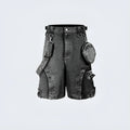 Retro high street loose washed denim shorts with high waist and fifth pants length
