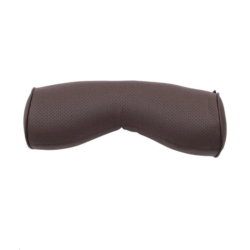 Minimalist style car headrest neck pillow and lumbar support cushion set in brown colour option.