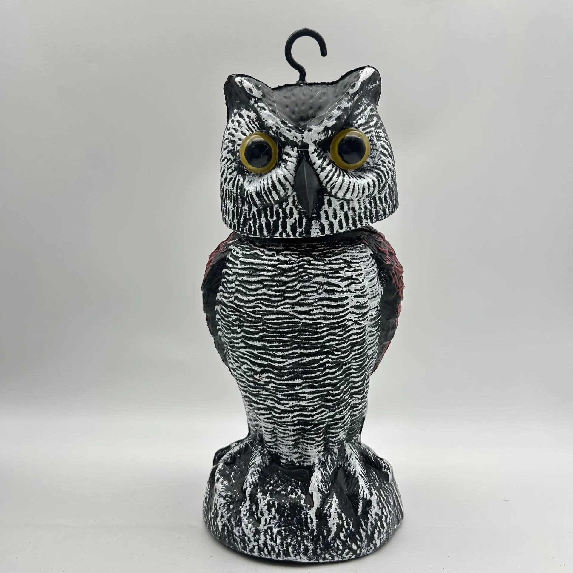 Artificial owl bait ornament with shaking head design for garden bird control in PE plastic construction