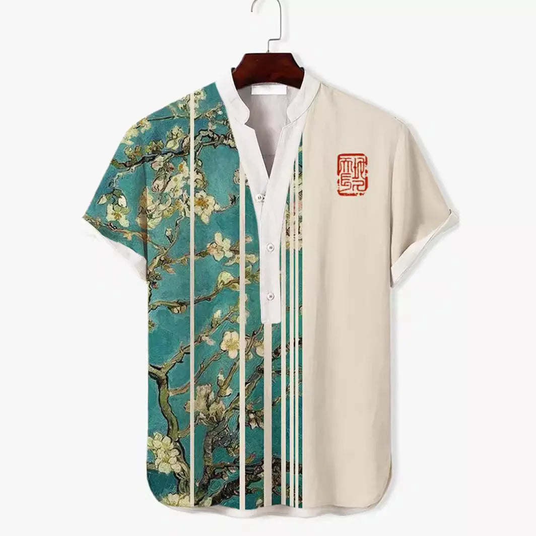 3D digital animal print on a short sleeve polyester shirt, shown in one of multiple available colours.