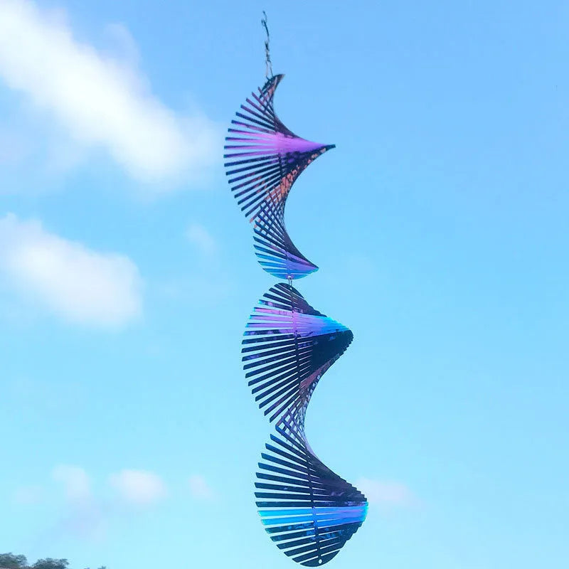 Metal rotating wind runner garden decoration pendant in colourful finish, 12.8x60cm